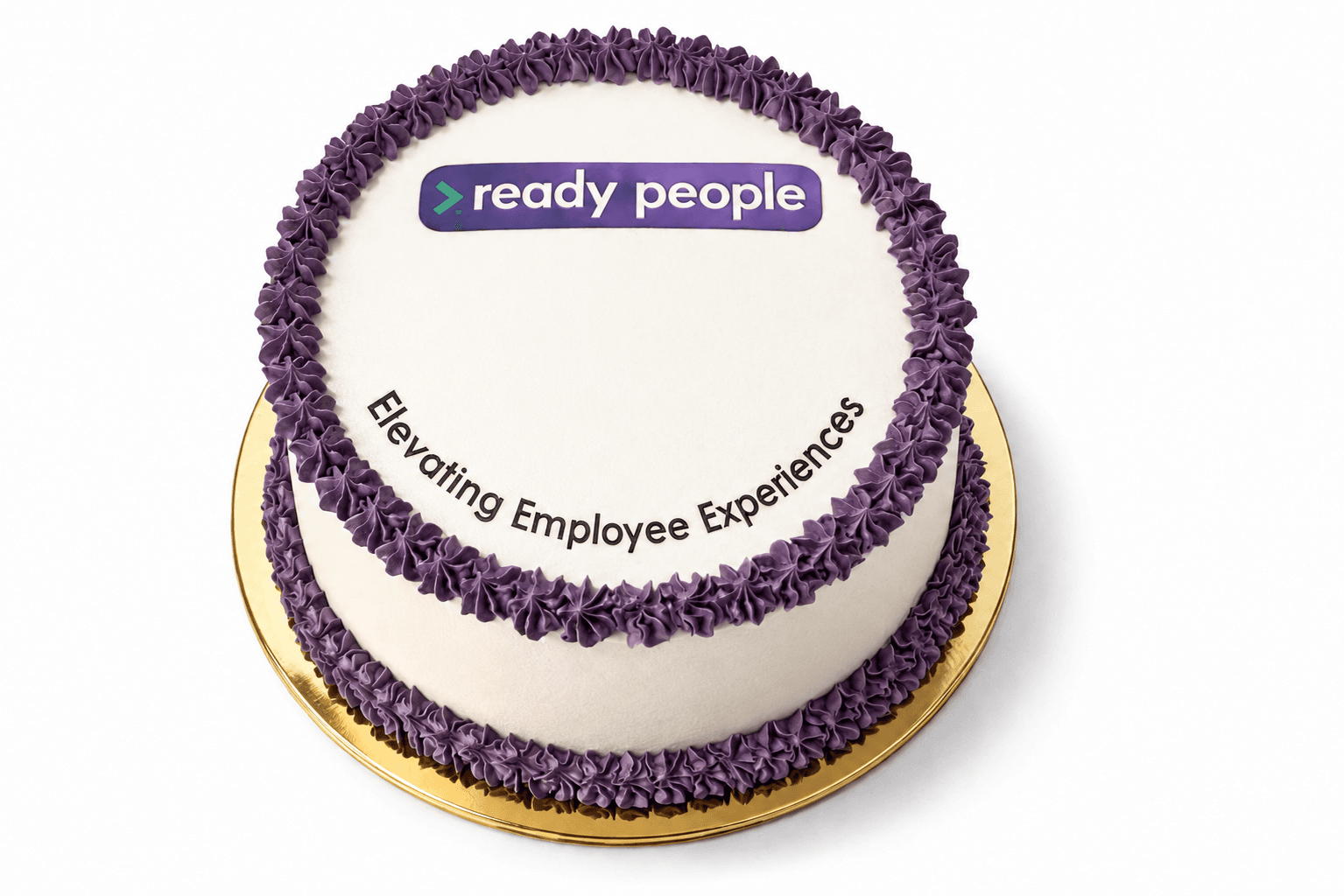 Corporate logo cake with edible logo and matching buttercream trim Corporate logo cake with edible logo and matching buttercream trim