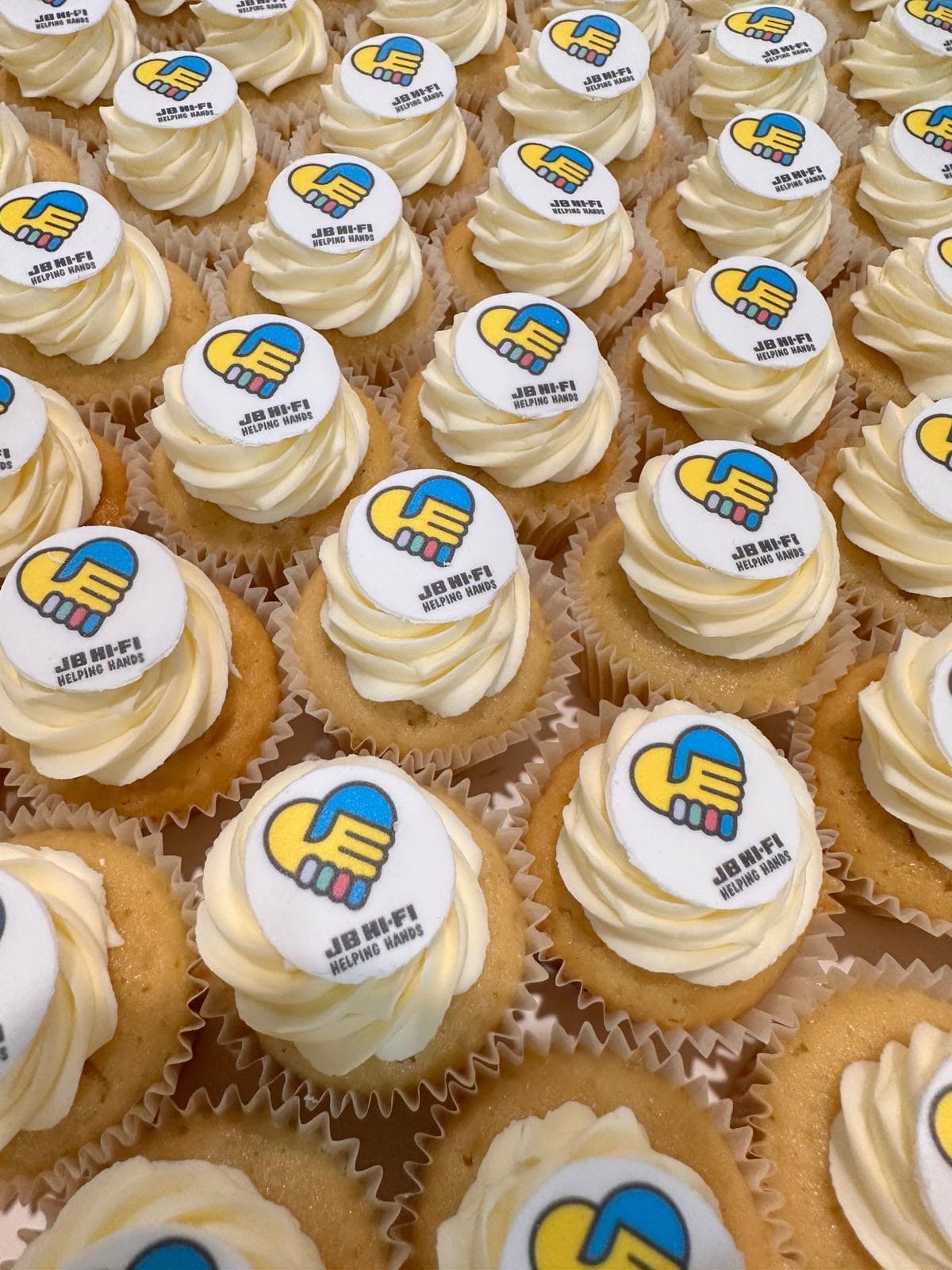 Branded mini corporate cupcakes with edible logos Branded mini corporate cupcakes with edible logos